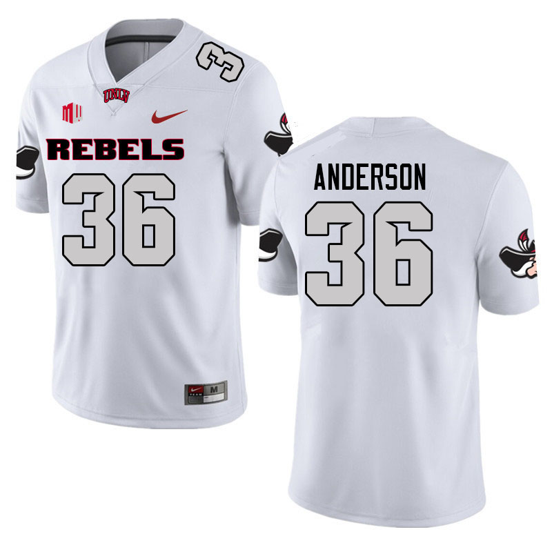Men #36 Thomas Anderson UNLV Rebels College Football Jerseys Stitched Sale-White - Click Image to Close